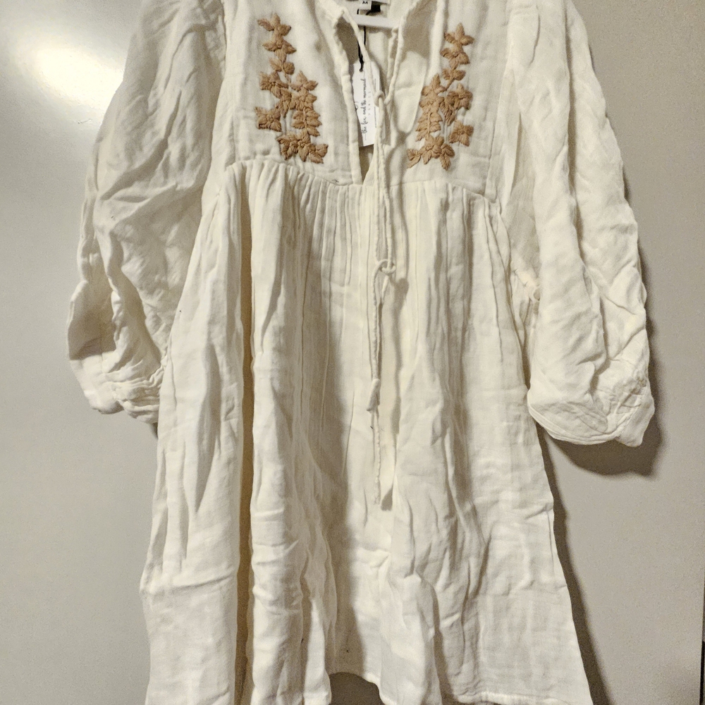 NWT The Fox And The Mermaid Venice Off White Dress Short Mini Embroidery